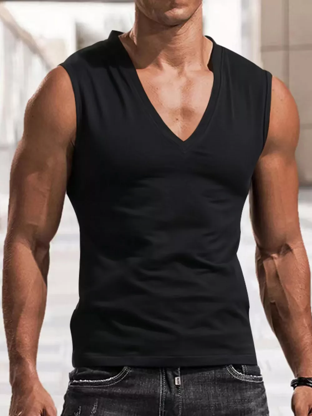 Men's Full Size V-Neck Tank Top Plus Size, image 3