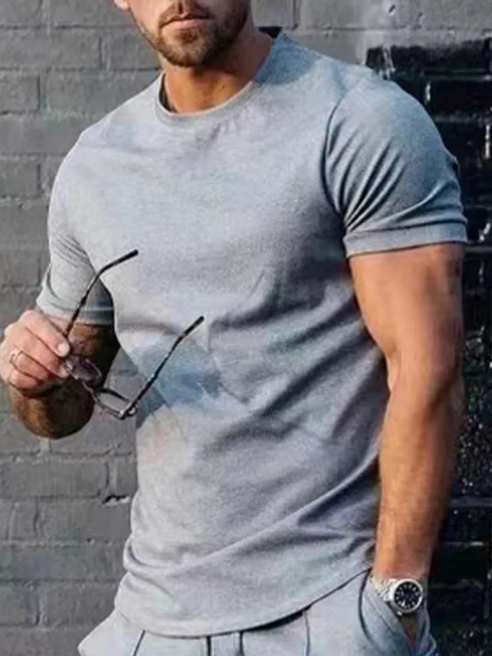 Men's Plus Size Solid Color Casual T-Shirt, image 7