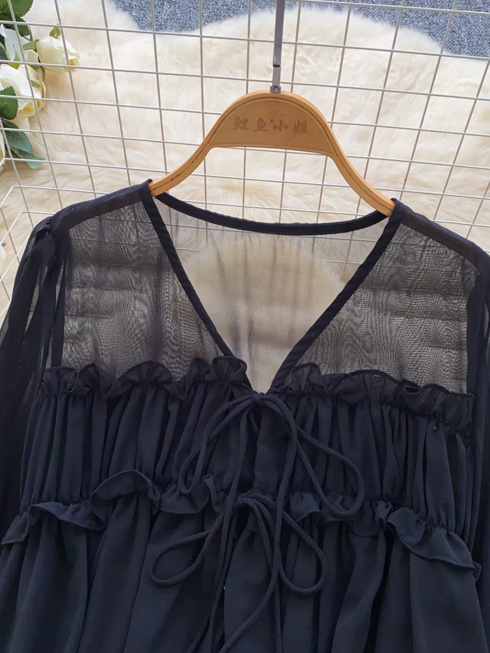 Ruffle Tie-Front Chiffon Blouse, image 9