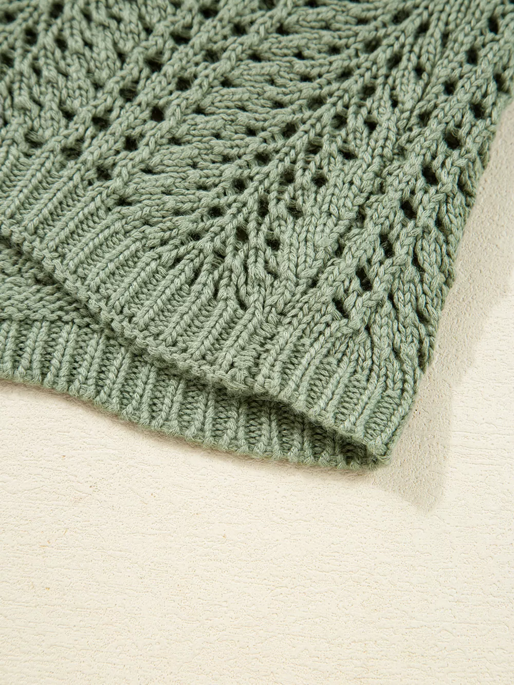 Scalloped Edge Eyelet Knit Batwing Sleeve Cardigan, image 3