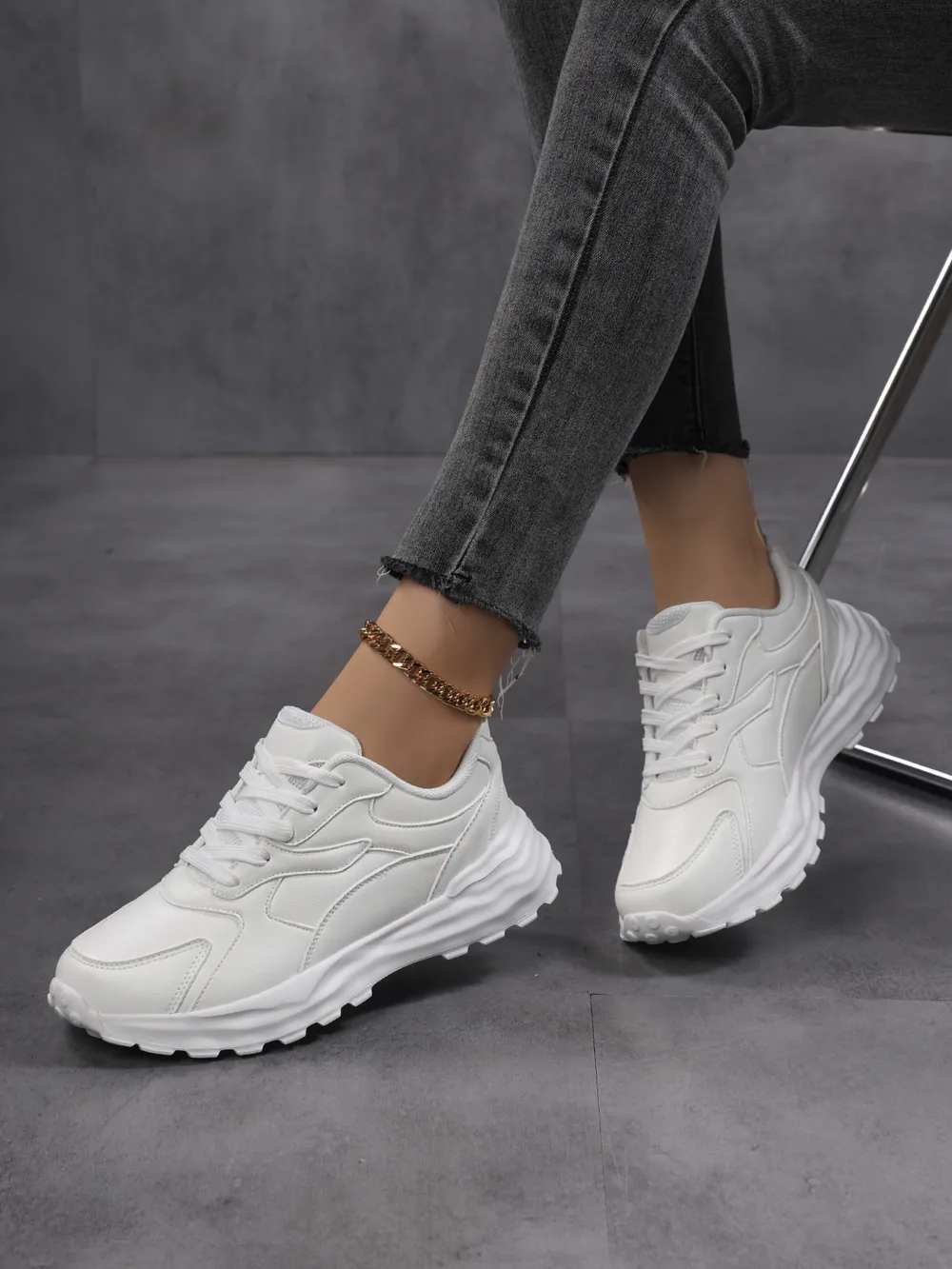 Round Toe Lace Up Sneakers, image 4