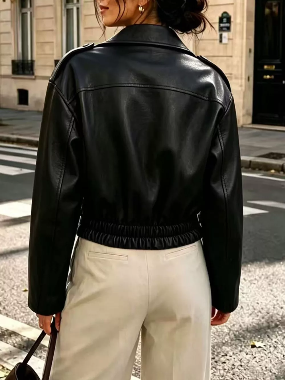 Faux Leather Zip Up Jacket, image 4