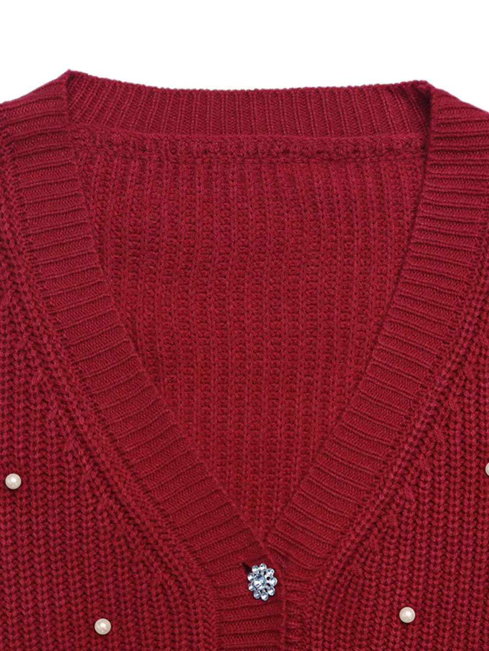Pearl Embellished Button Up Cardigan, image 4