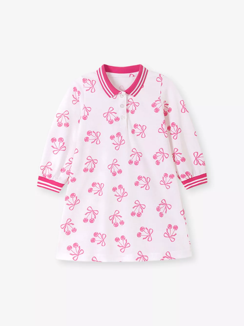 Children's Long-Sleeve Cherry Print Polo Dress, image 3
