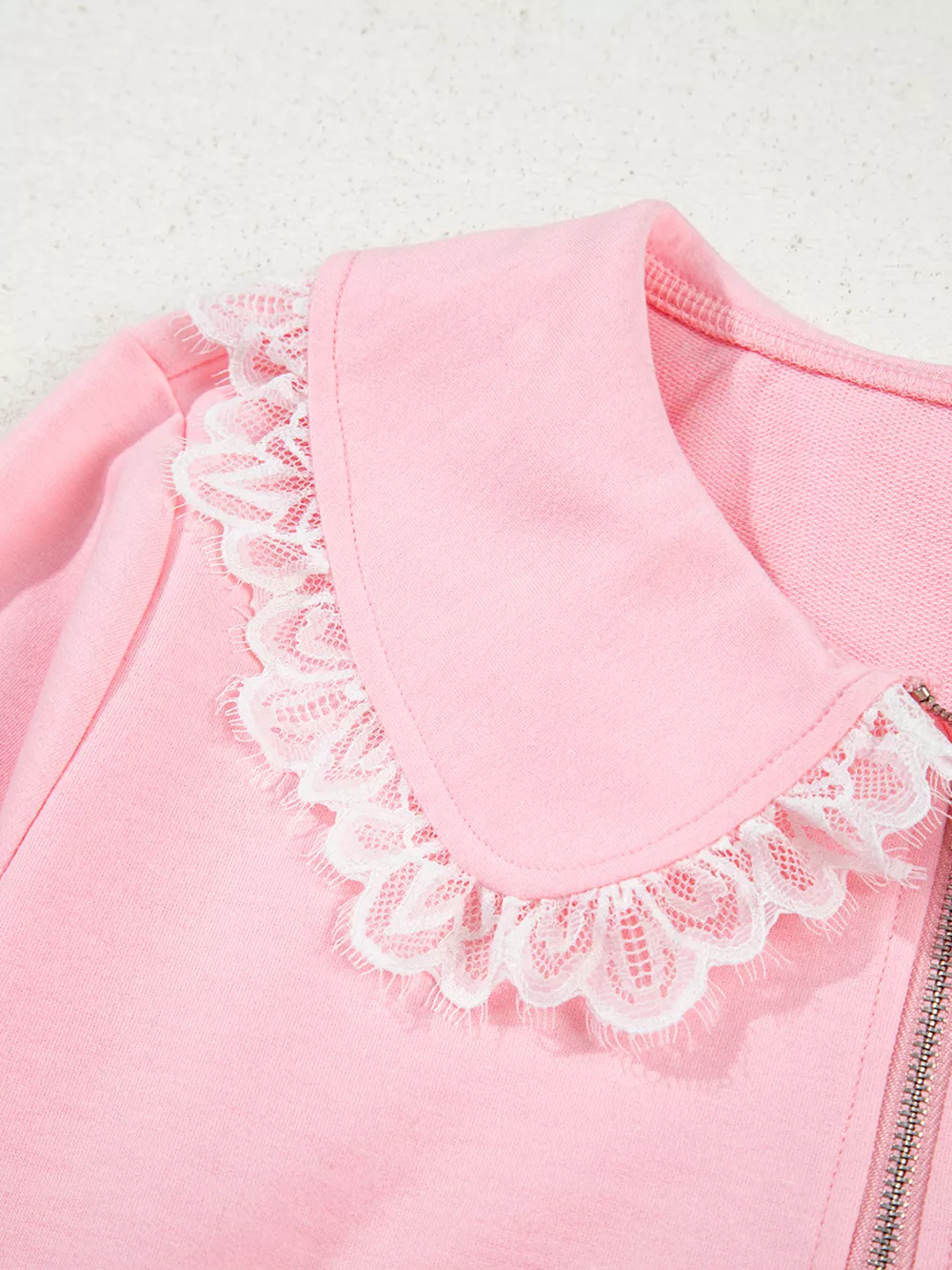 Peter Pan Lace Embellished Neck Sweatshirt and Skirt Two Piece Set, image 9