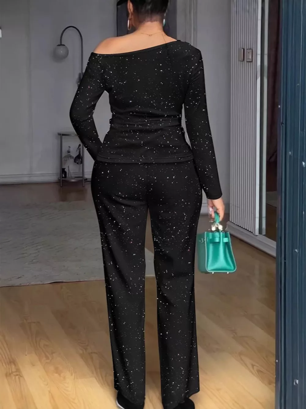 Glitter Long Sleeve Top and Pants Set, image 3
