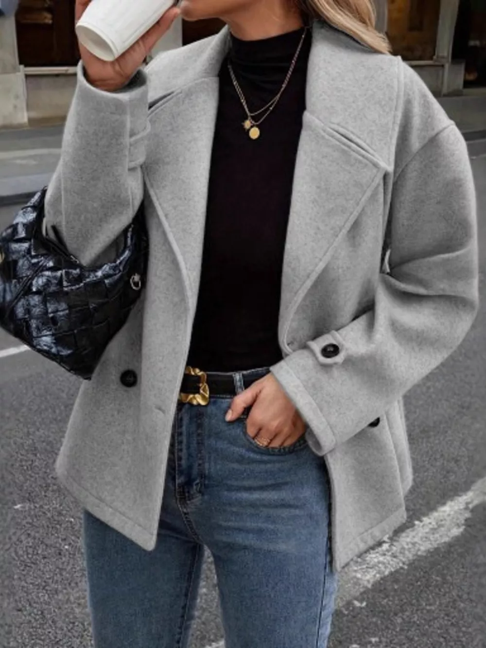 Double-Breasted Wool Blend Casual Jacket, image 9