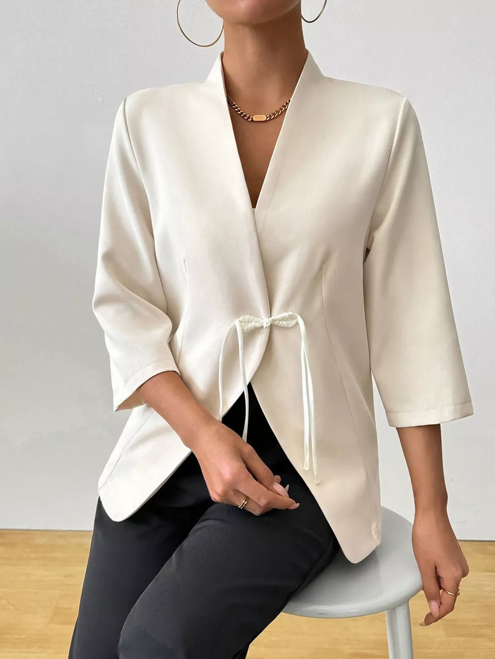 Three-Quarter Sleeves Blazer, image 2