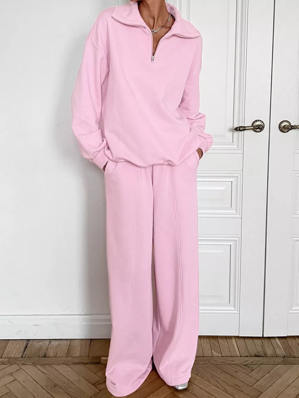 Quarter Zip Long Sleeve Top and Pants Set, image 3