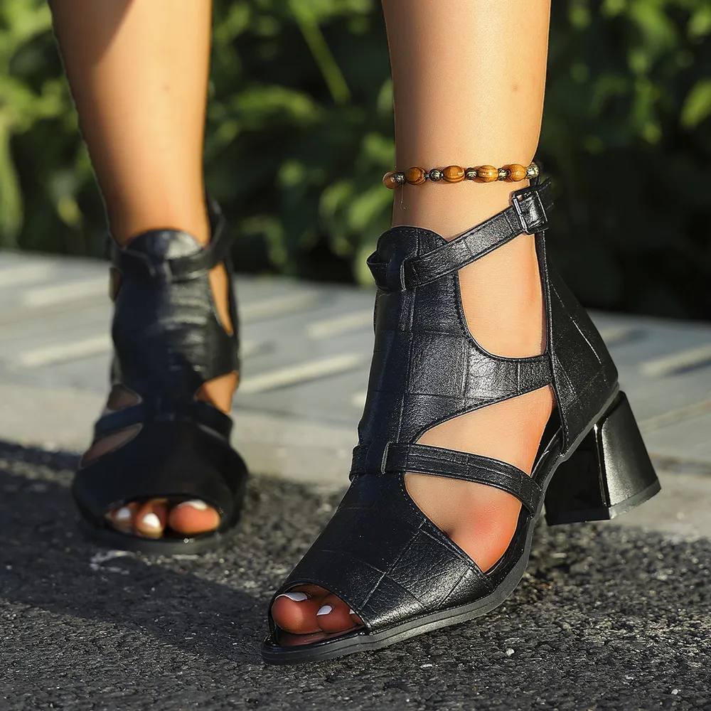 Buckle Block Heels Sandals, image 3