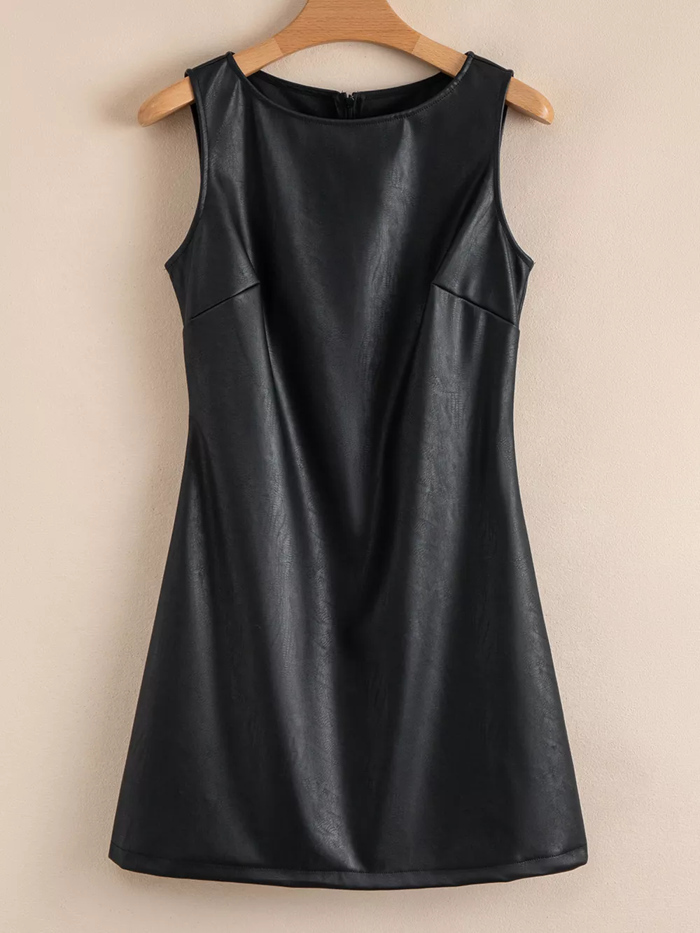 Vegan Leather Sleeveless Mini Dress, image 9