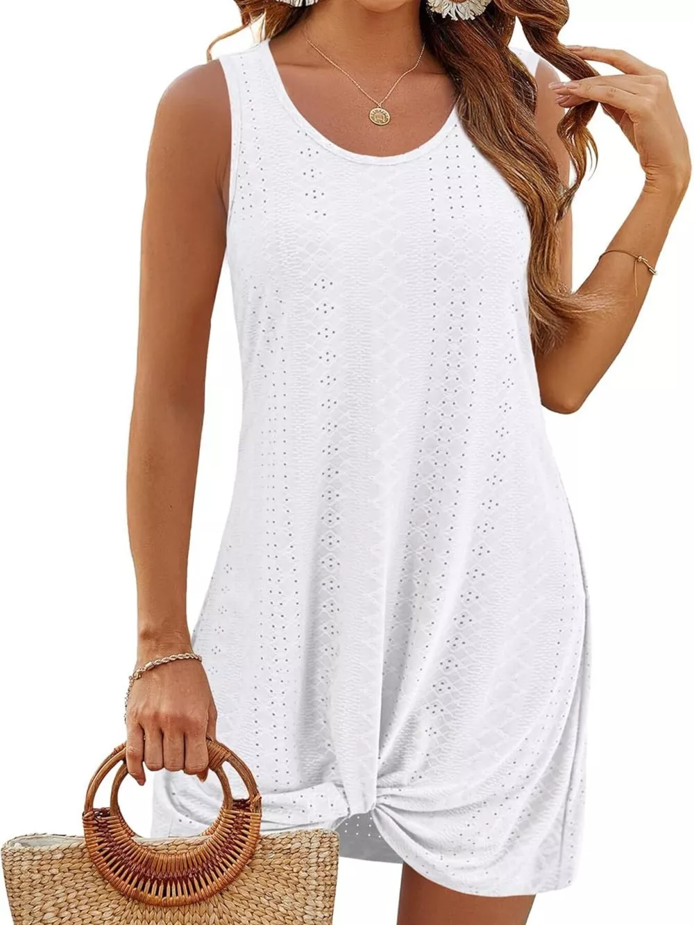 Sleeveless Knotted Hem Tank Dress, image 10