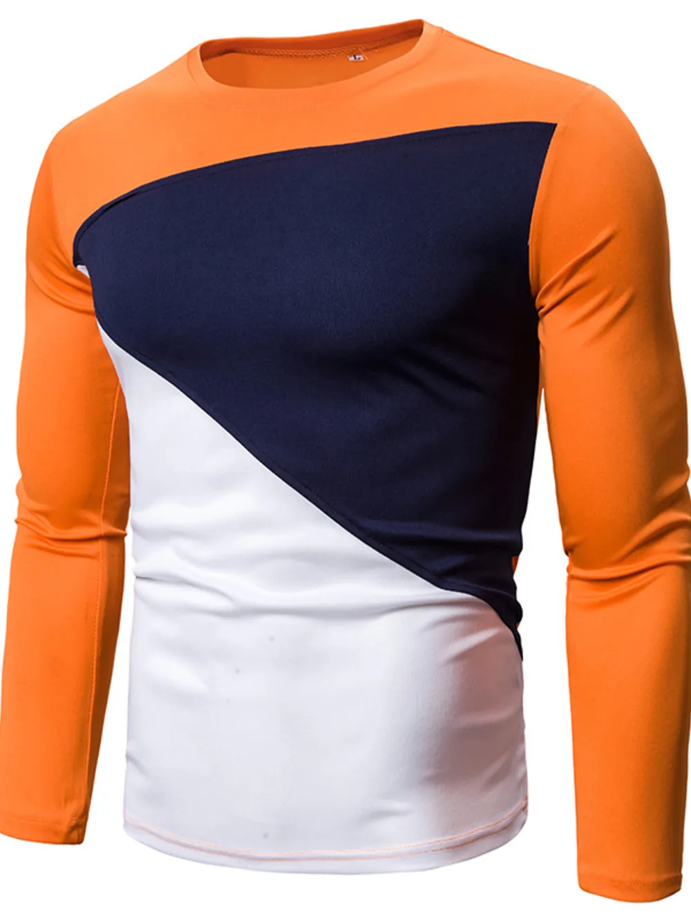Men's Full Size Color Block Long Sleeve T-Shirt Plus Size, image 2