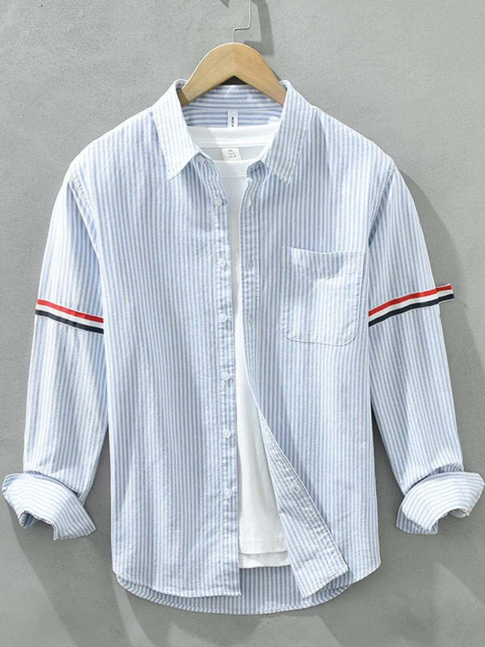 Men's Plus Size Striped Casual Long Sleeve Shirt, image 2
