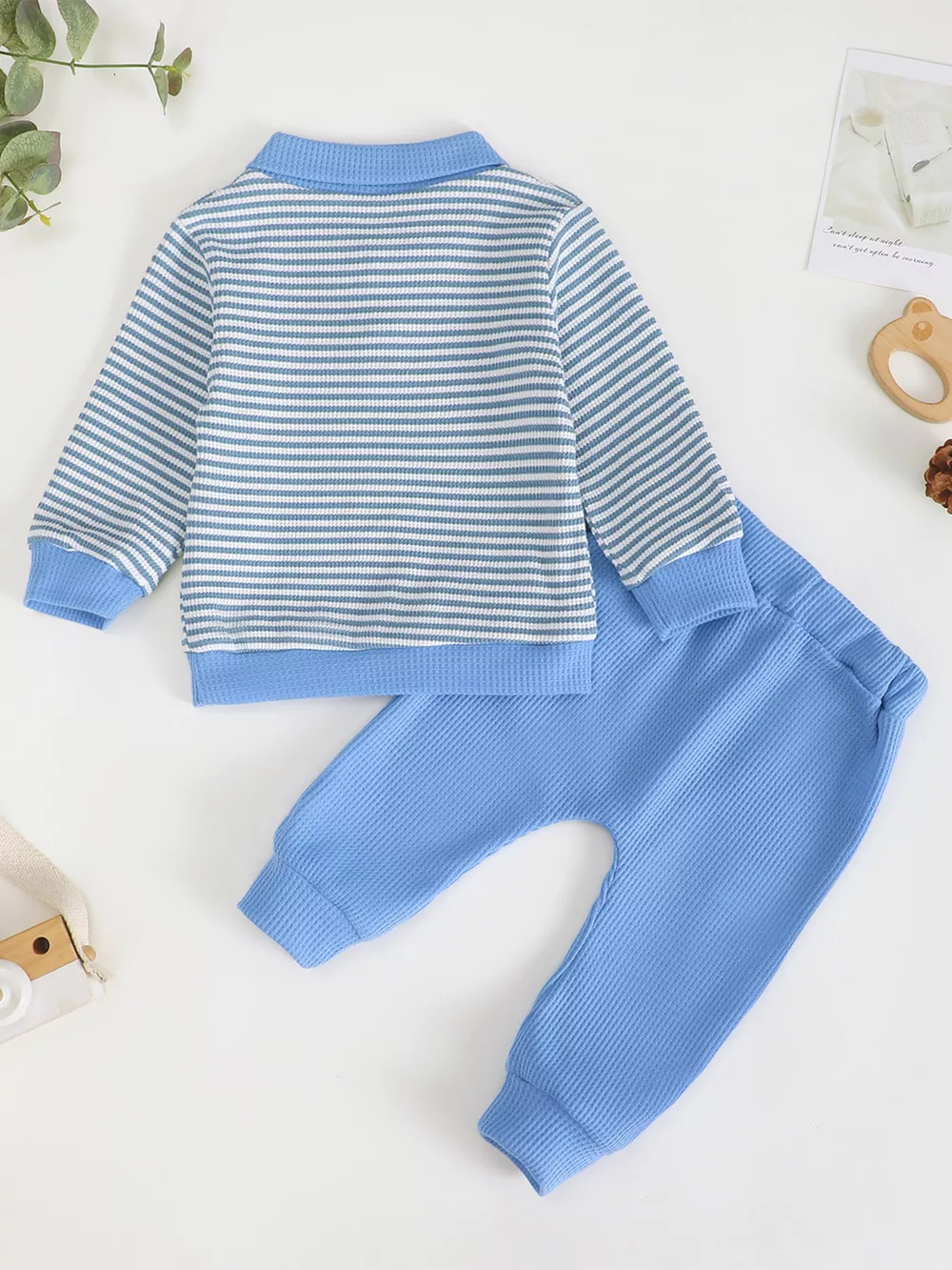 Children's Striped Polo Shirt & Pants Set, image 6