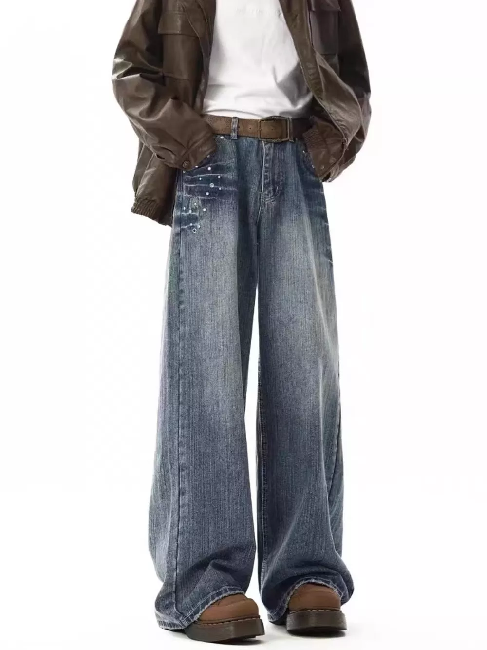 Men's Embellished Wide Leg Jeans, image 3