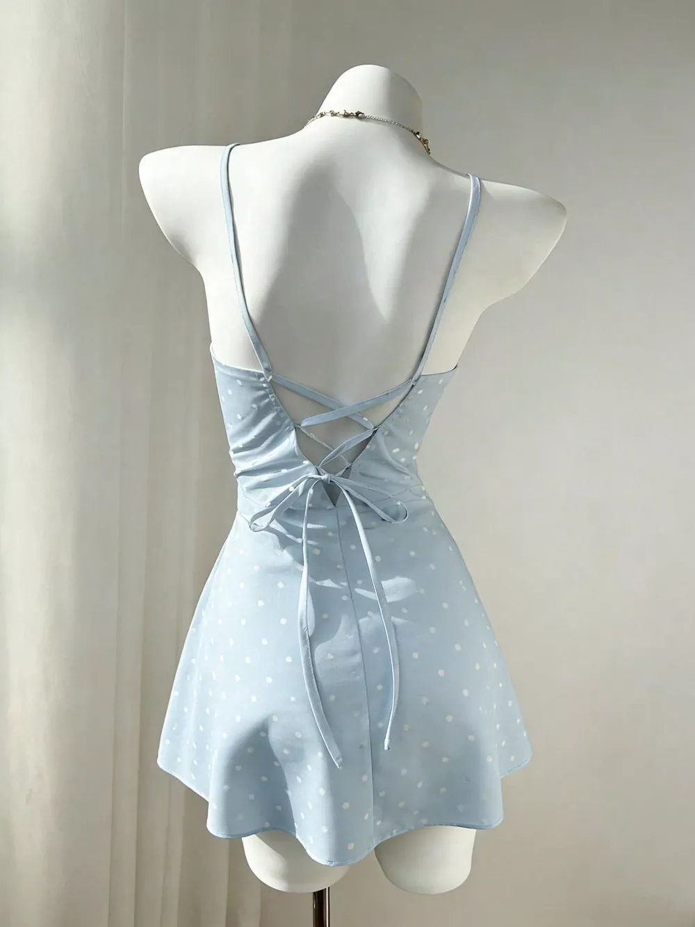 Polka Dot Spaghetti Strap Mini Dress, image 5