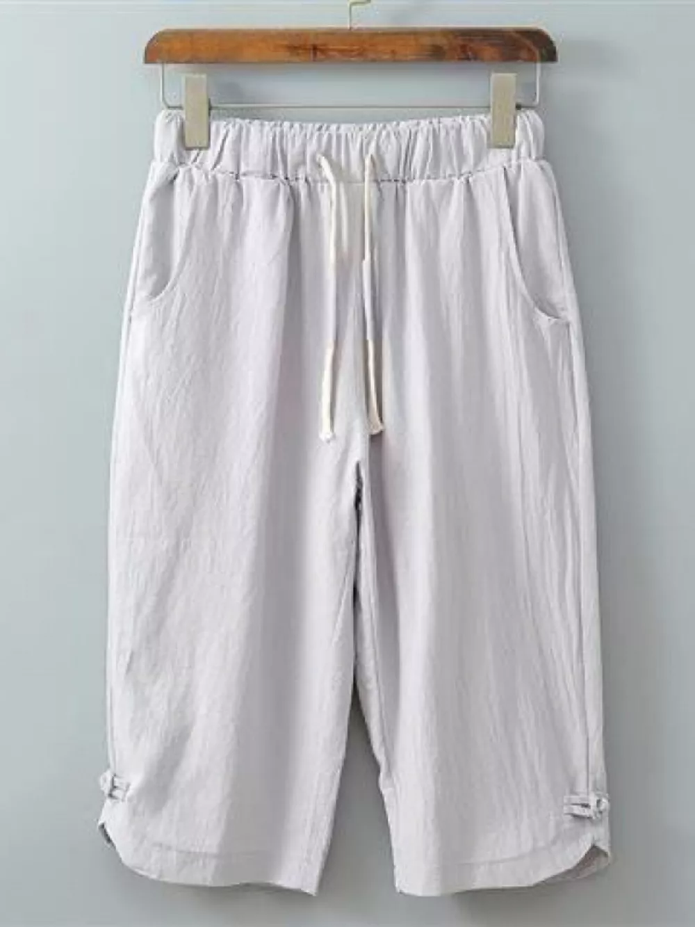 Men's Plus Size Casual Cropped Pants with Drawstring, image 5