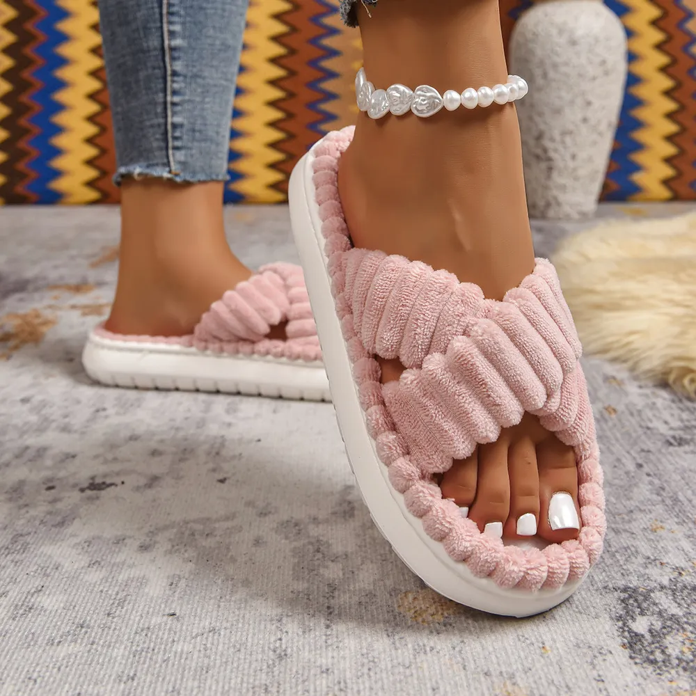 Crisscross Open Toe Platform Slippers, image 8