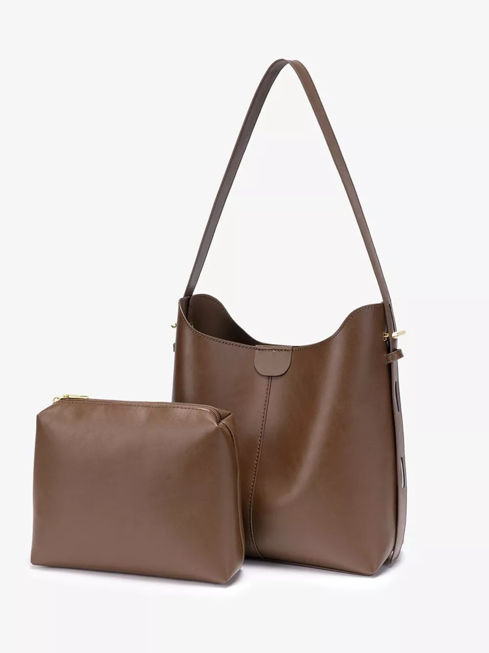 Minimalist PU Leather Bucket Shoulder Bag, image 11
