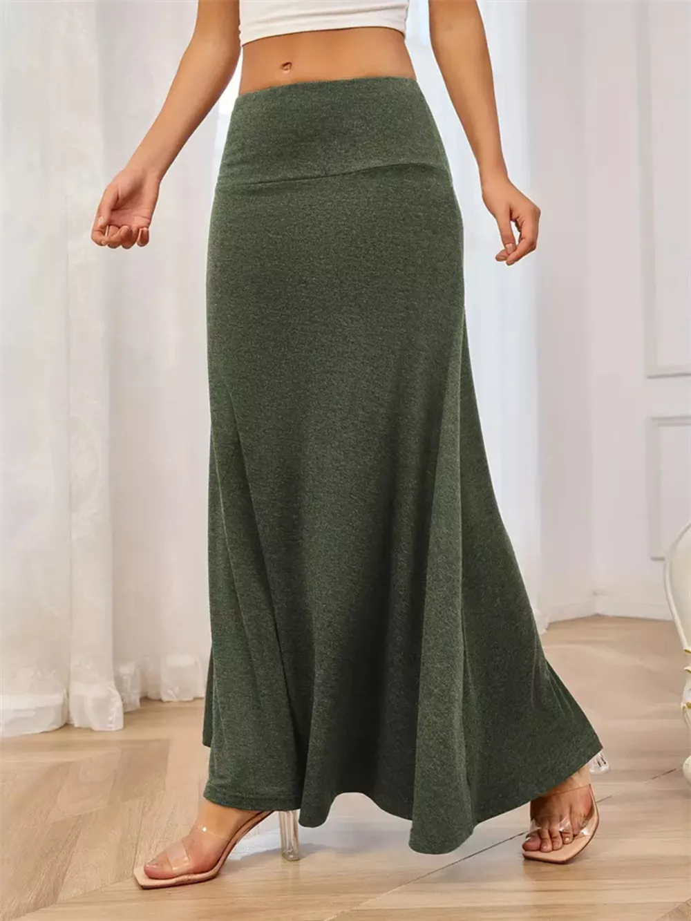 Flowy Maxi Skirt with Wide Waistband, image 8