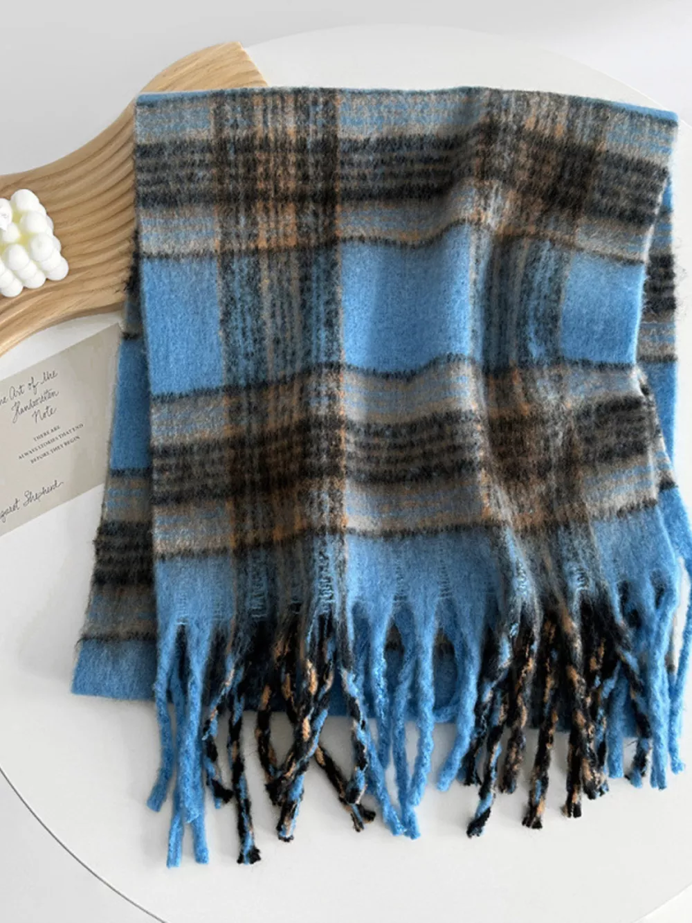 Fuzzy Plaid Fringe Scarf, image 4