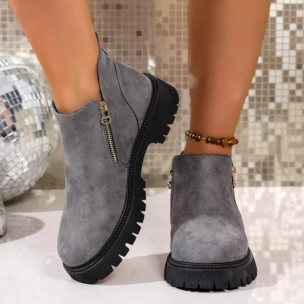 Round Toe Side Zip Ankle Boots, image 6