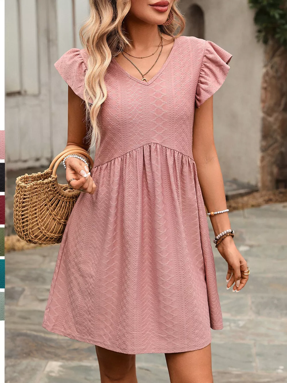 Ruffle Sleeve V-Neck A-Line Dress, image 16