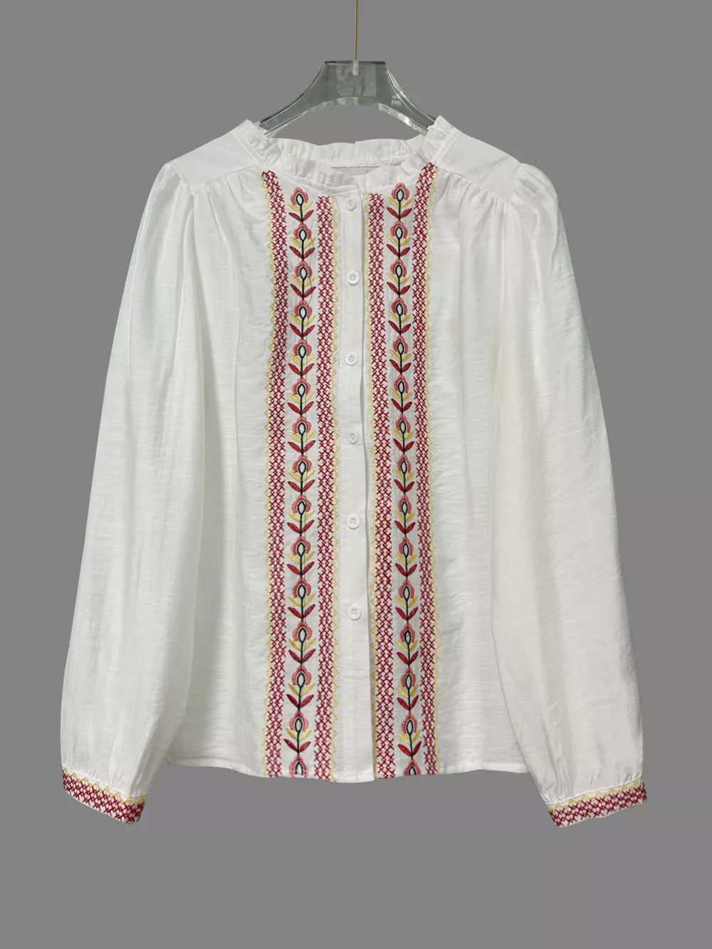 Embroidered Button Up Long Sleeve Shirt, image 5