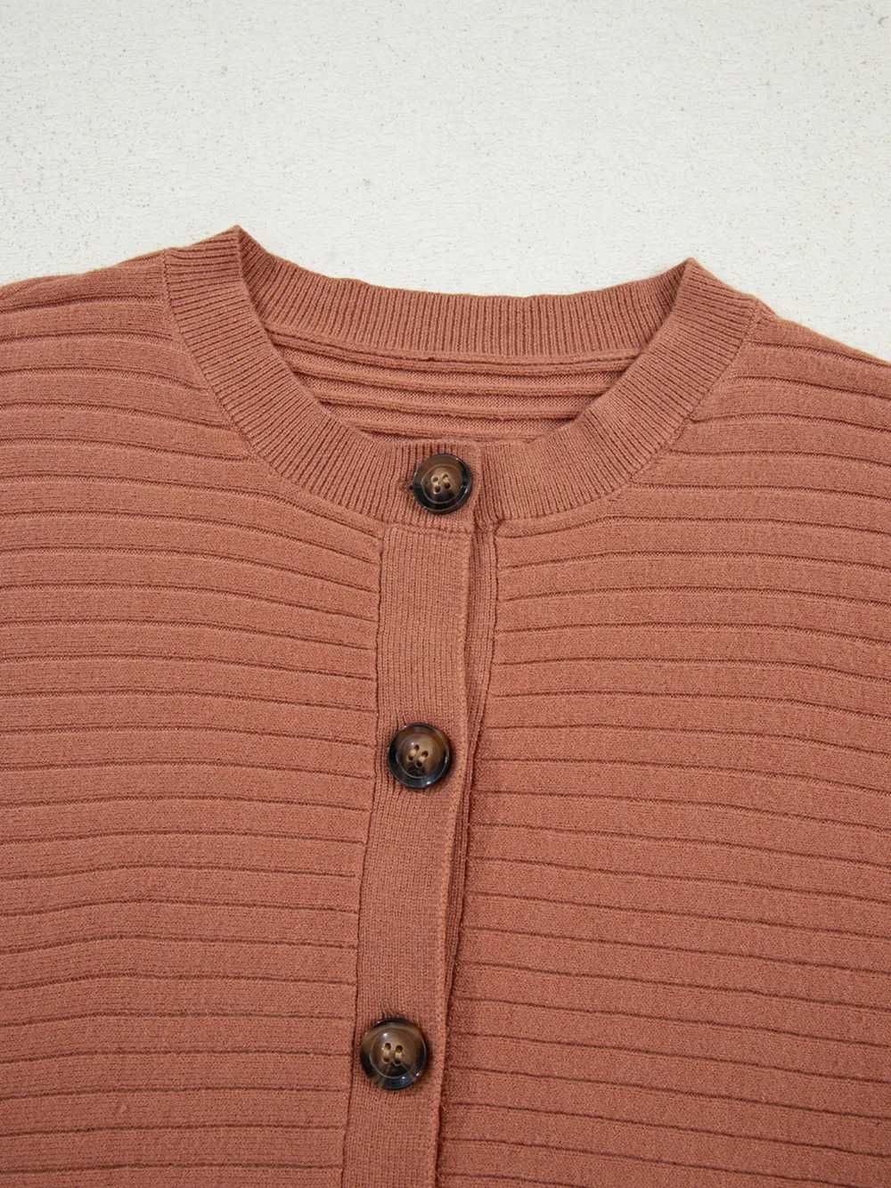 Rib Knit Button Front Dolman Sleeve Sweater Cardigan, image 10
