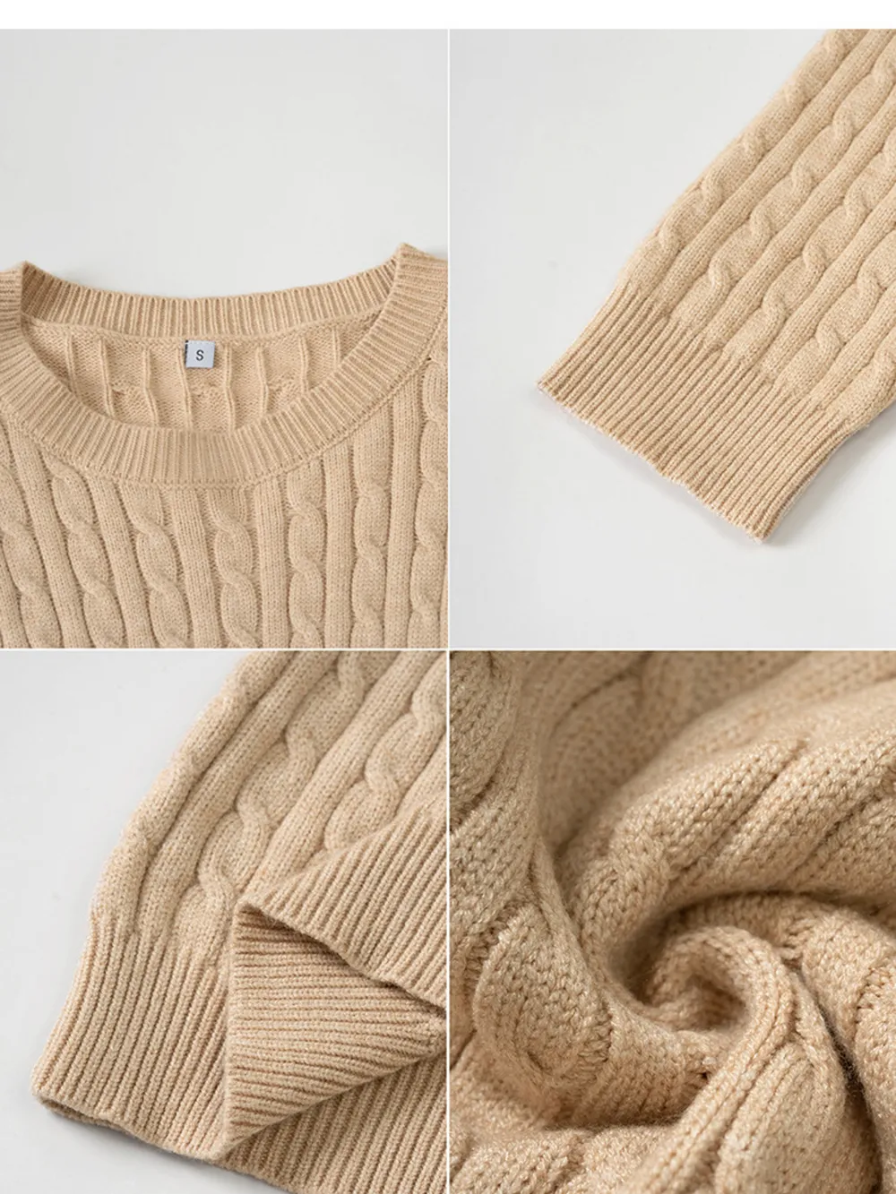 Cable-Knit Round Neck Pullover Sweater, image 15