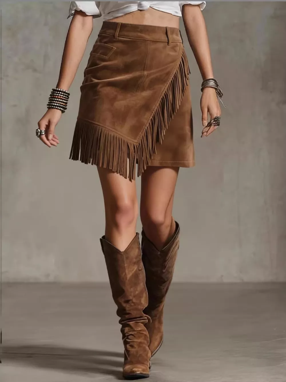 Fringed Wrap Mini Skirt, image 2