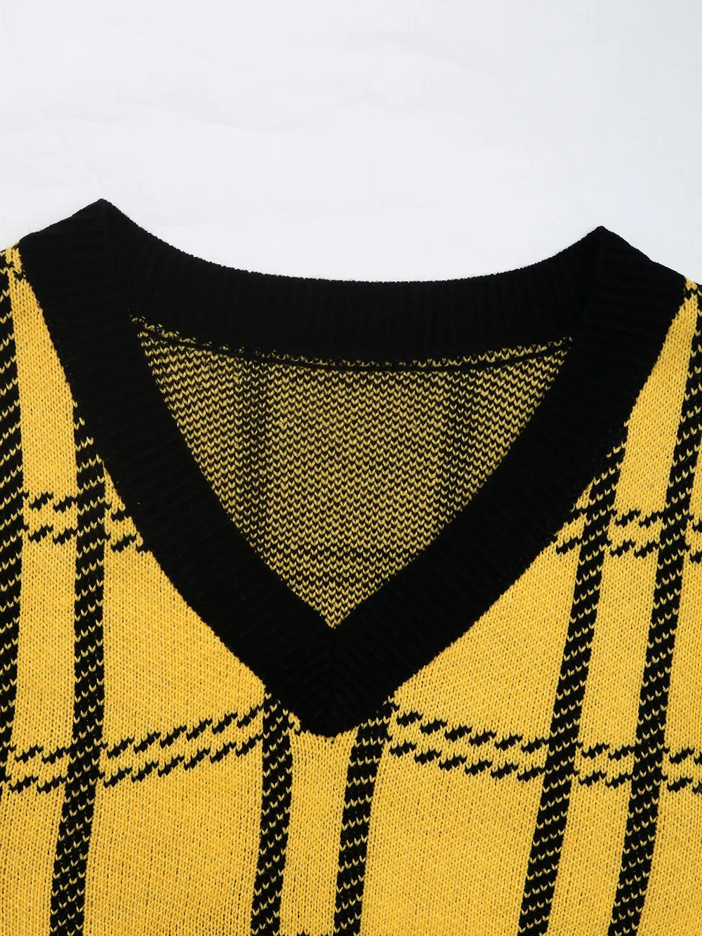 Plaid V-Neck Cropped Sweater Vest, image 5