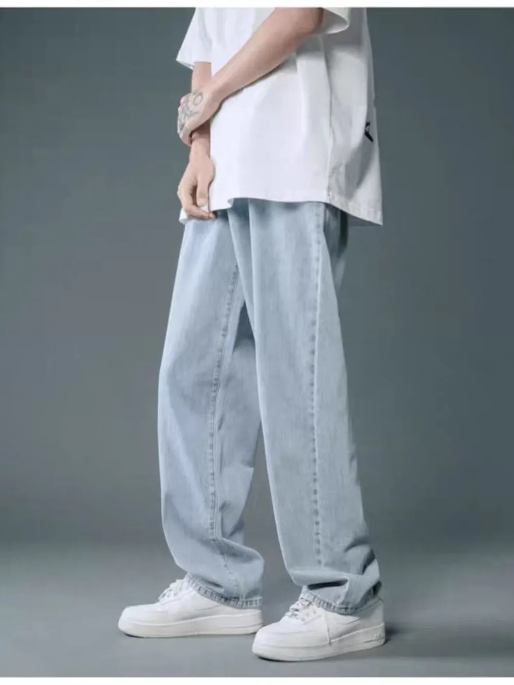 Men's Full Size Wide Leg Wash Relaxed Fit Jeans Plus Size, image 7