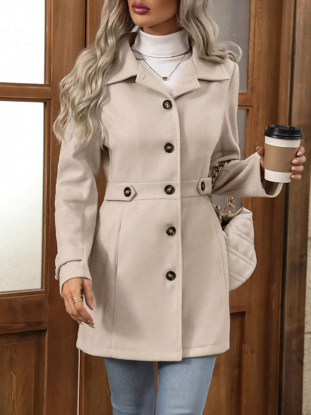 Button Up Long Sleeve Coat, image 7