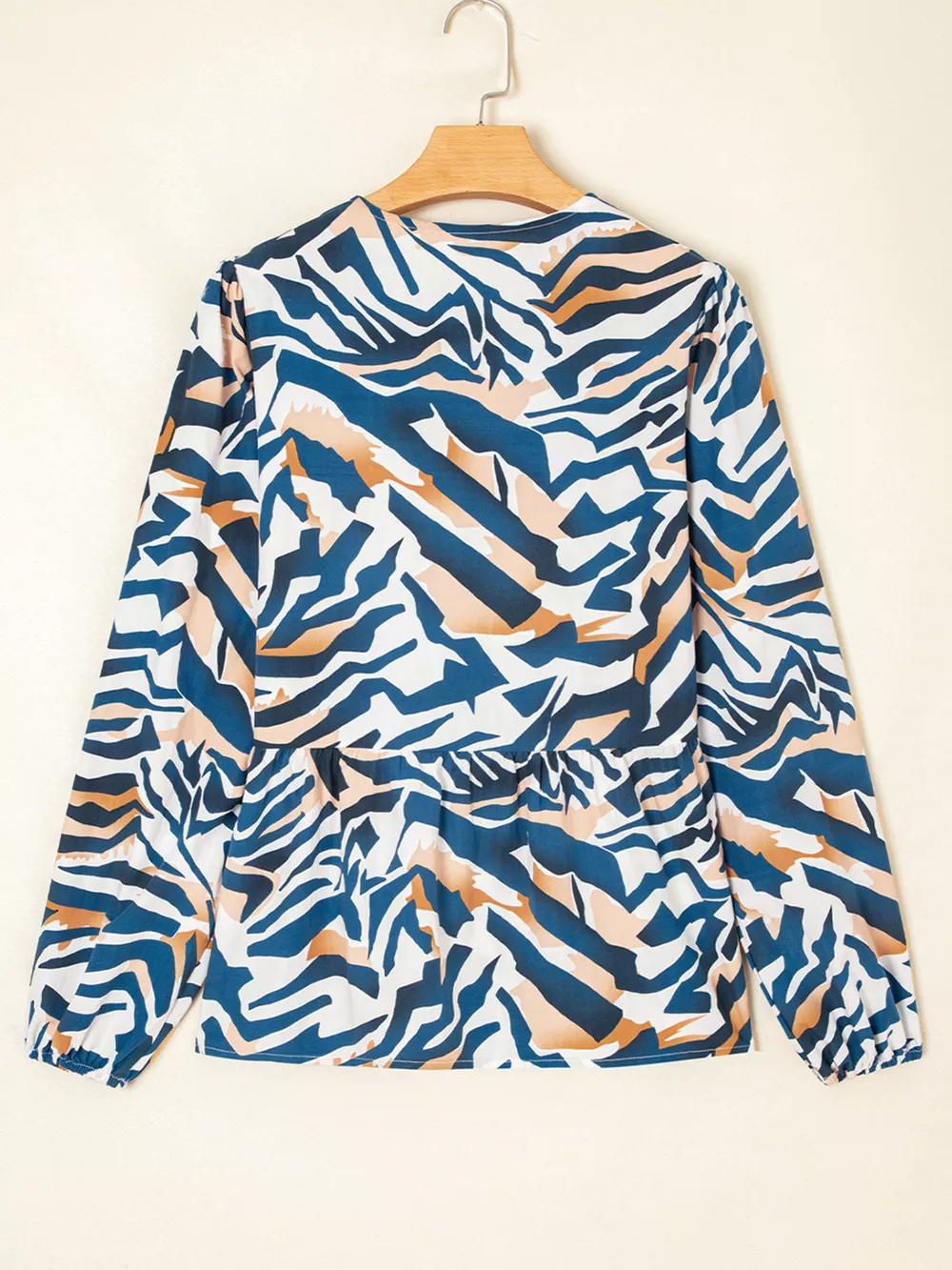 Zebra Print Tied Front Puff Sleeve Top, image 2