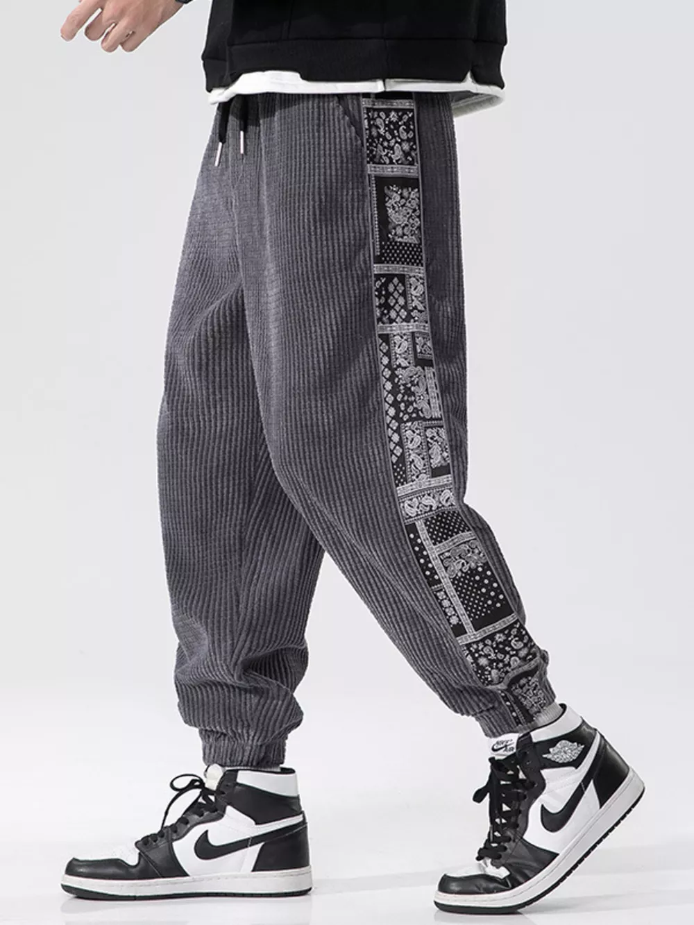 Men's Plus Size Loose Fit Corduroy Joggers, image 3