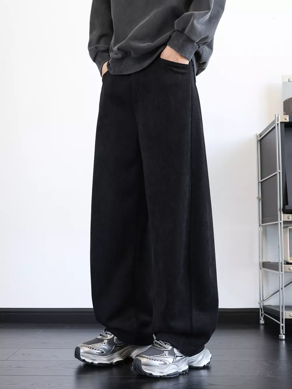 Men's Plus Size Vintage Washed Wide Leg Pants