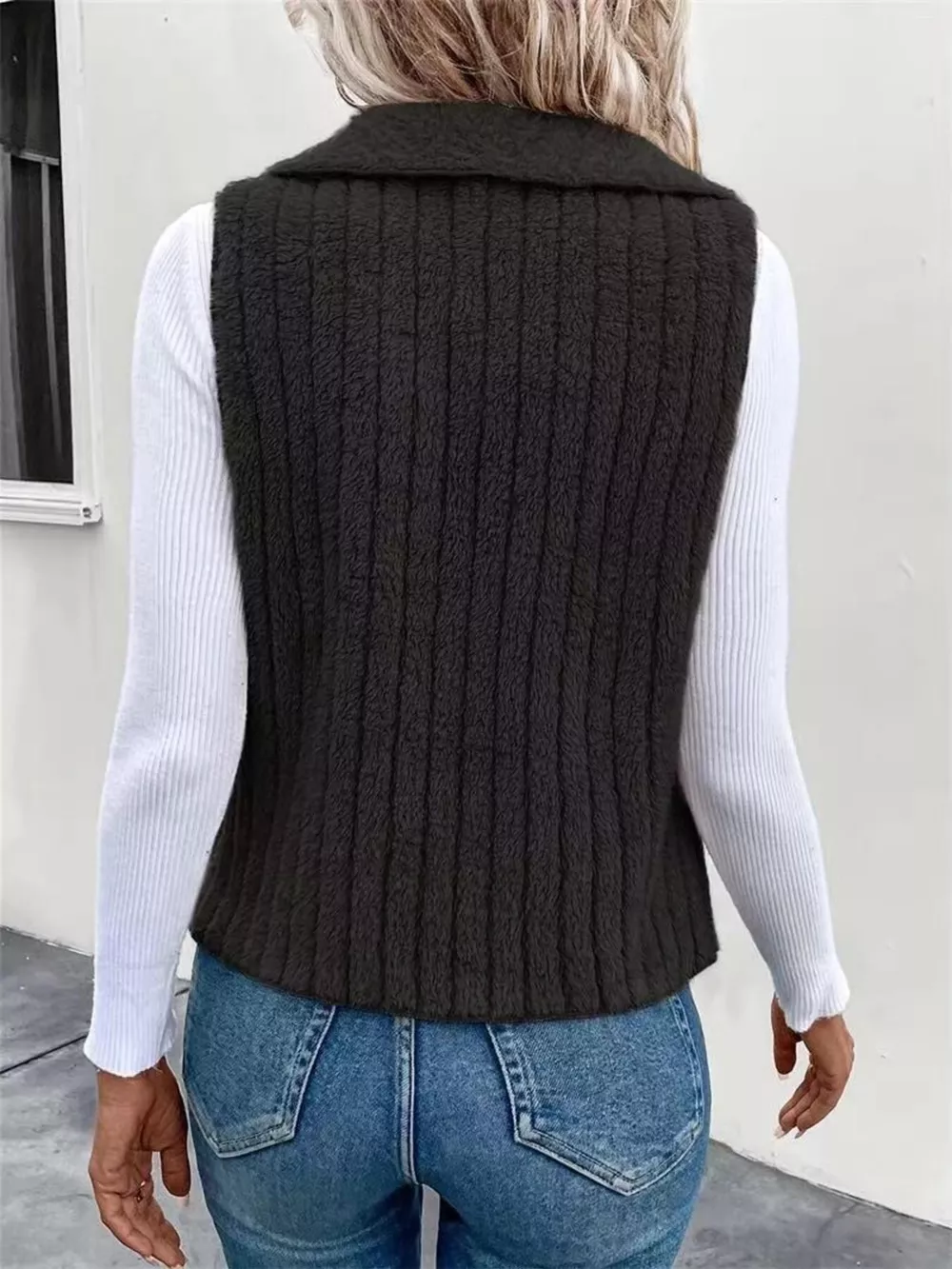 Cozy Fleece Open Front Vest Coat, image 10