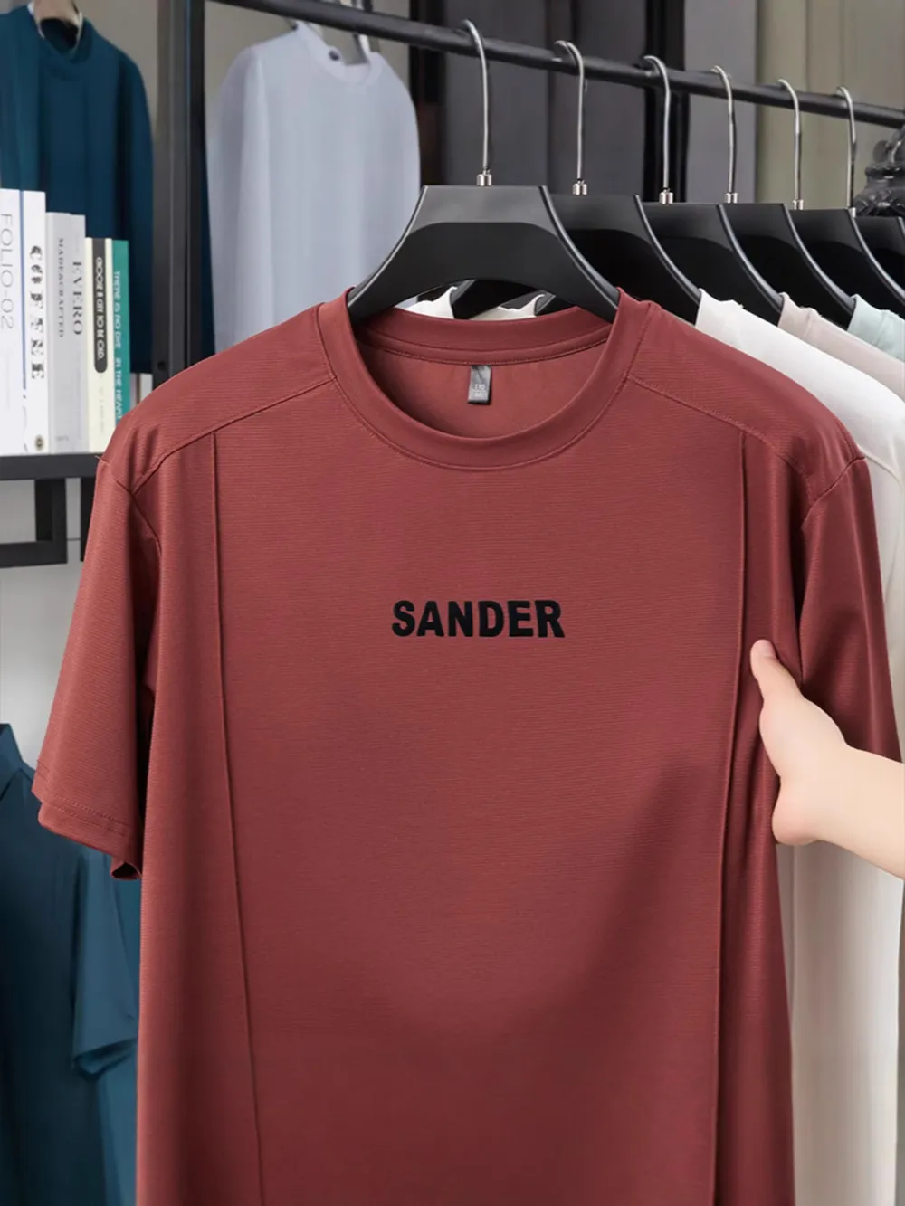Men's Plus Size Letter Round Neck Short Sleeve T-Shirt, image 6