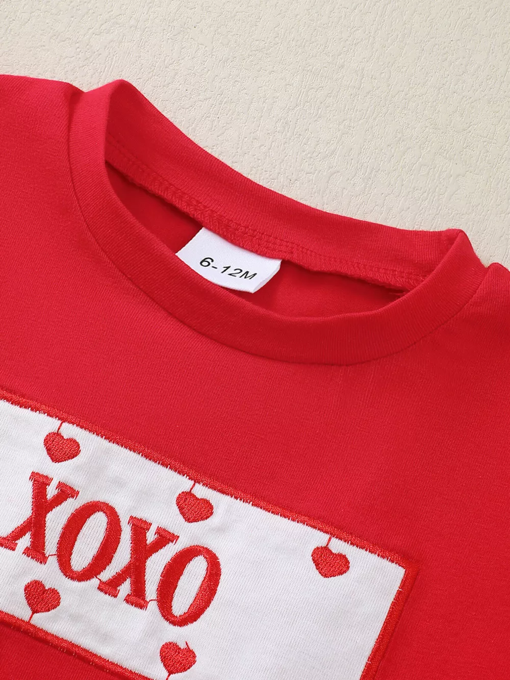 Children's XOXO Heart Print T-shirt & Gingham Shorts Set, image 2
