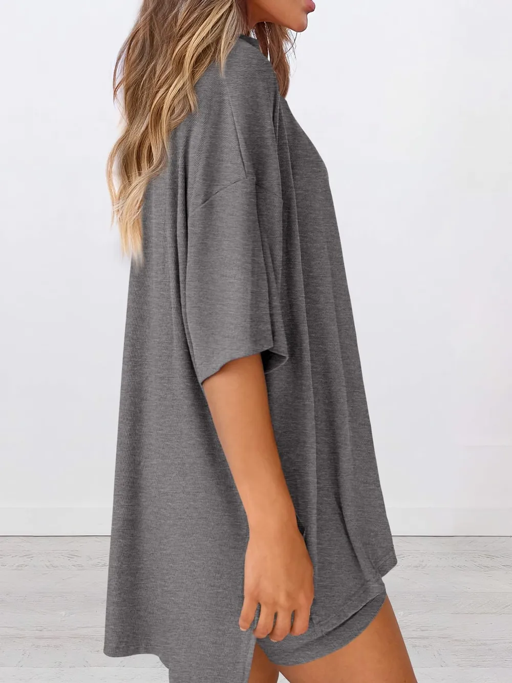 Full Size Oversized Round Neck Top and Shorts Set Plus Size, image 11