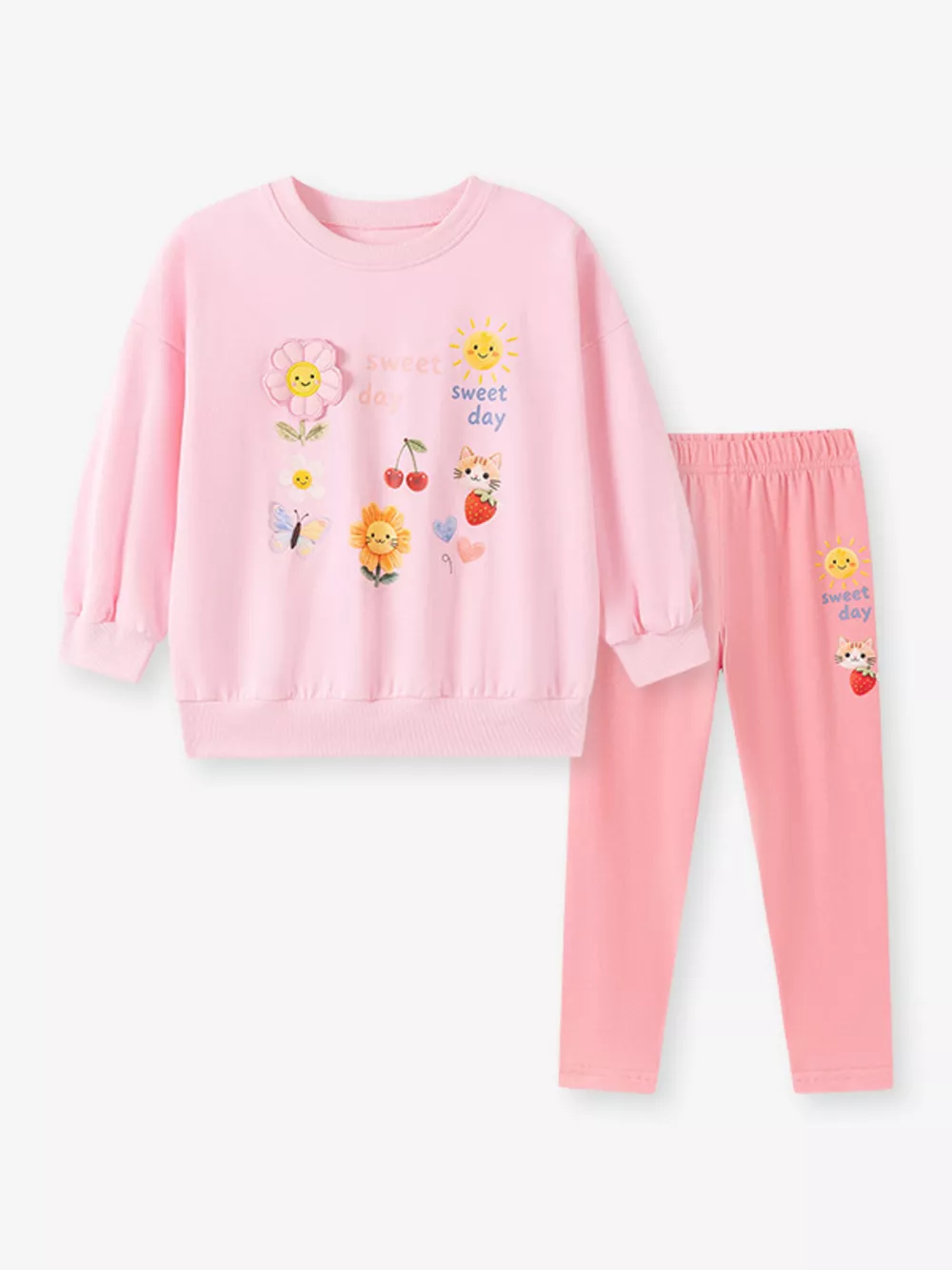 Children's Sweet Day Graphic Sweatshirt and Leggings Two-Piece Set, image 2
