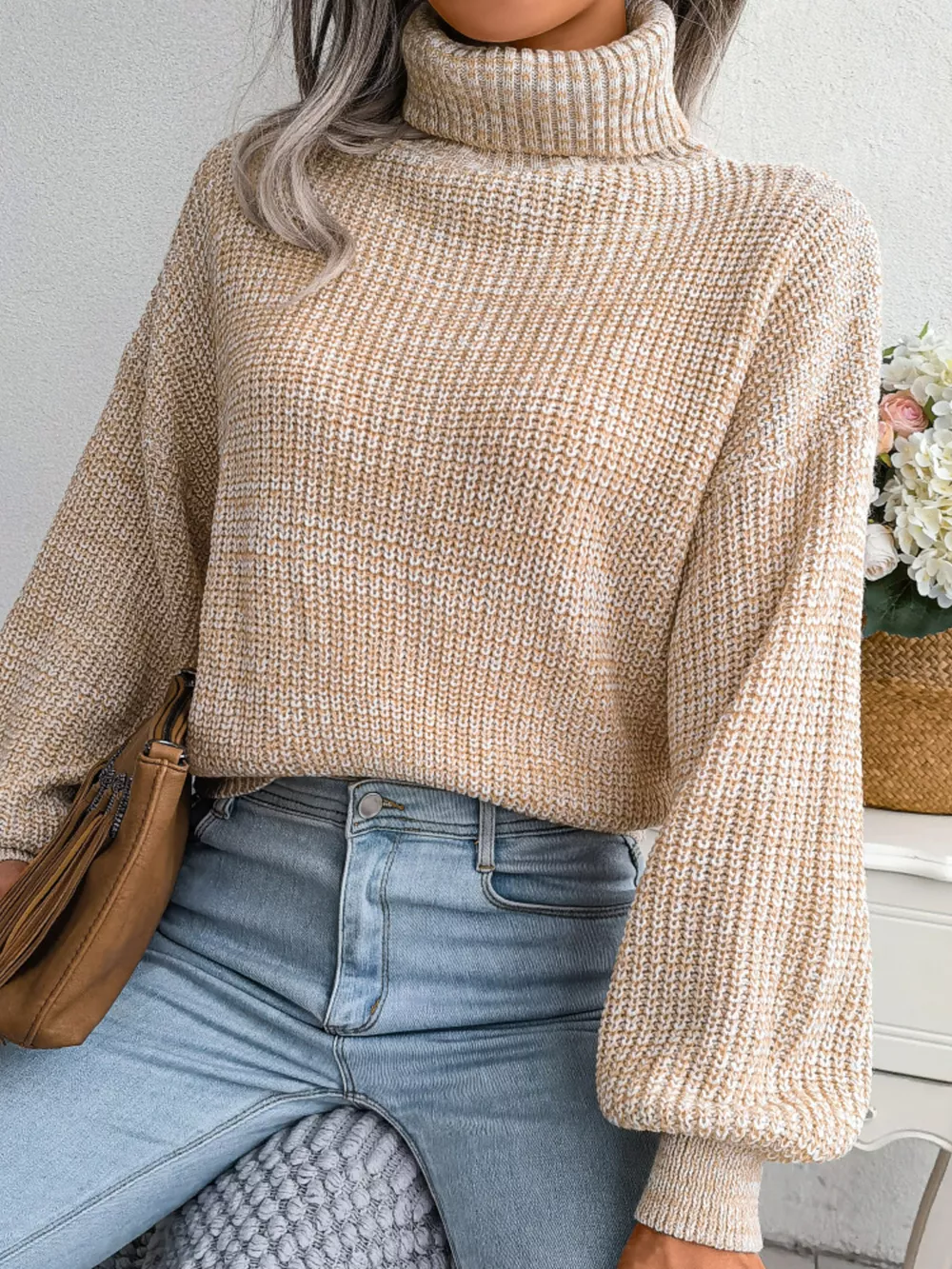 Turtleneck Dropped Shoulder Sweater, image 11