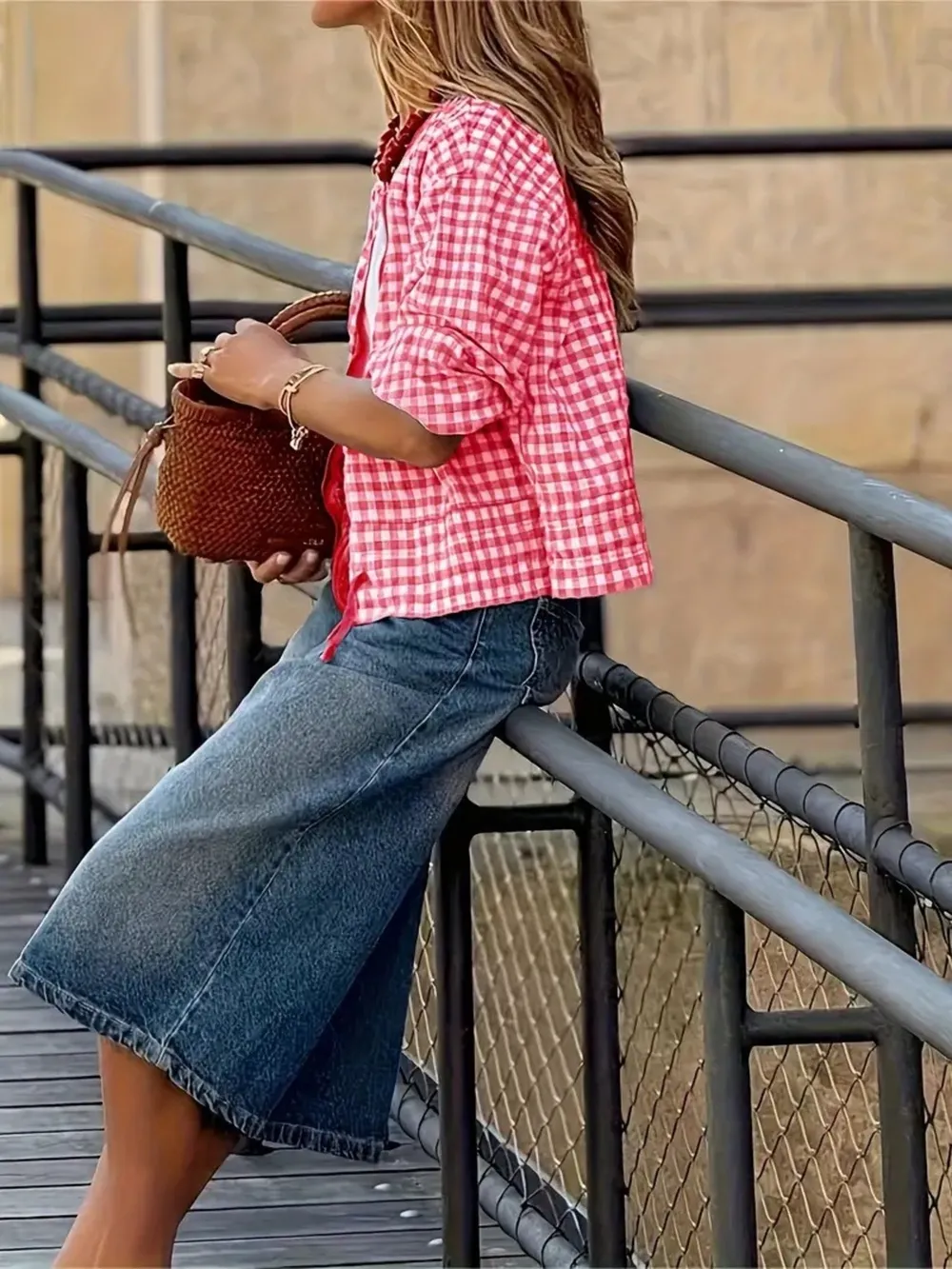 Plaid Zip Up Long Sleeve Jacket, image 6