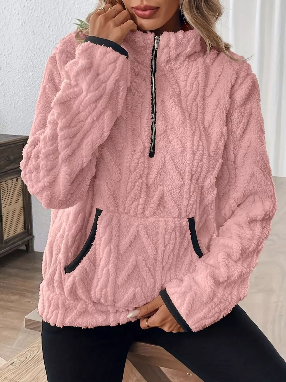 Cozy Sherpa Half Zip Sweatshirt, image 8