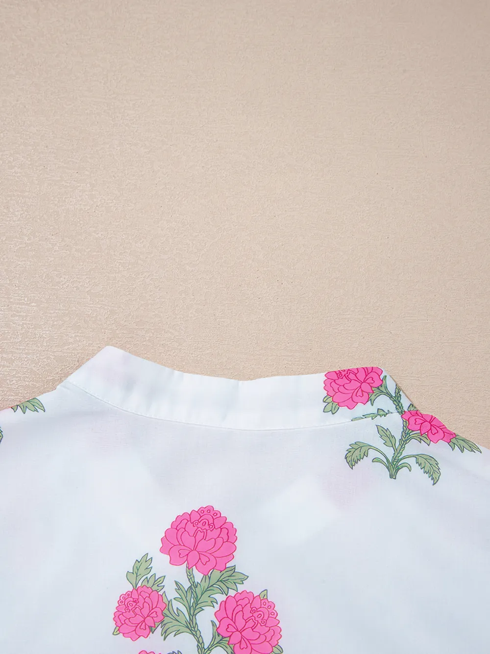 Floral Print Half Button Mandarin Neck 3/4 Sleeve Maxi Dress, image 4