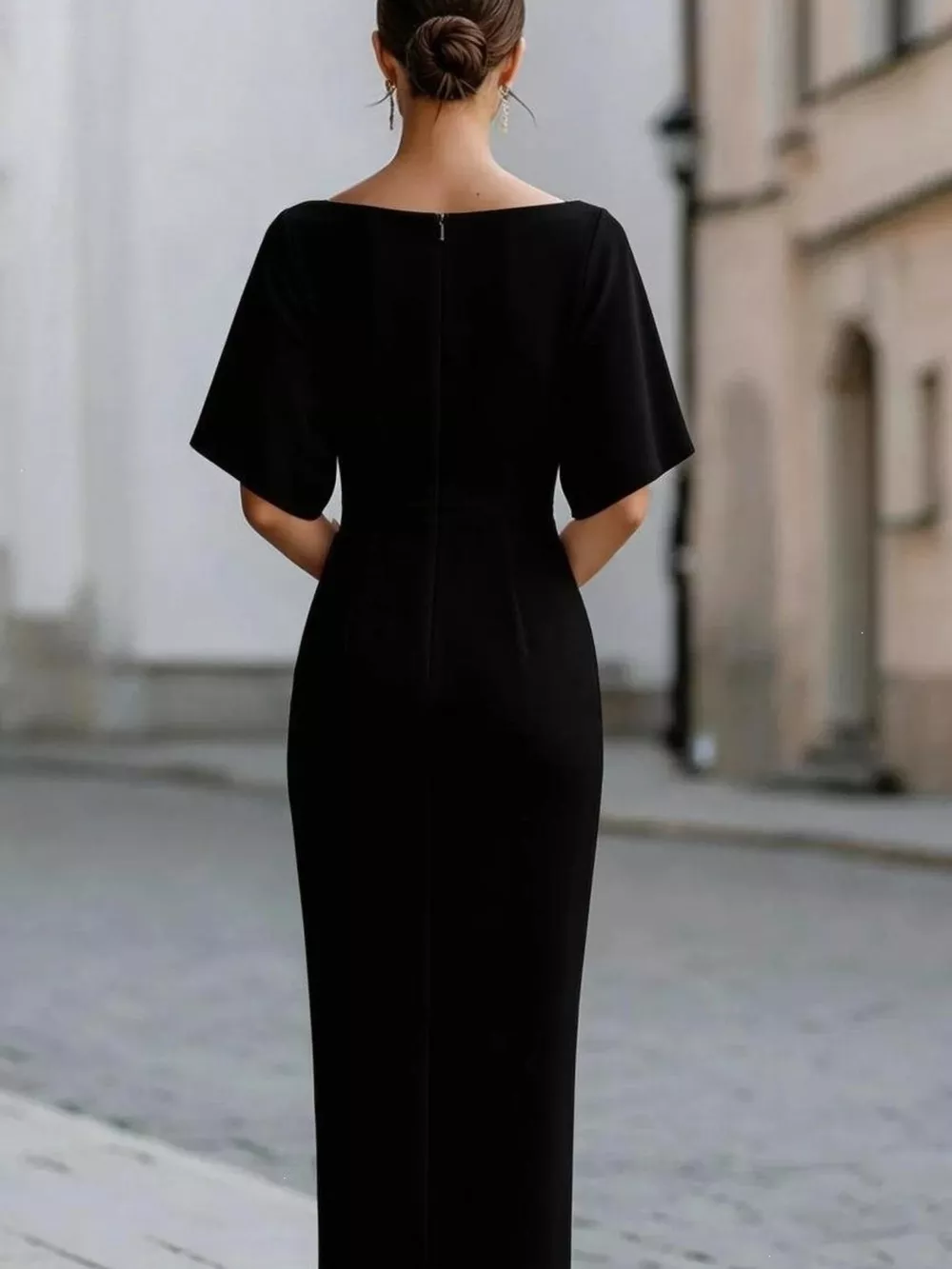 Half Sleeve Boat Neck Midi Dress, image 6