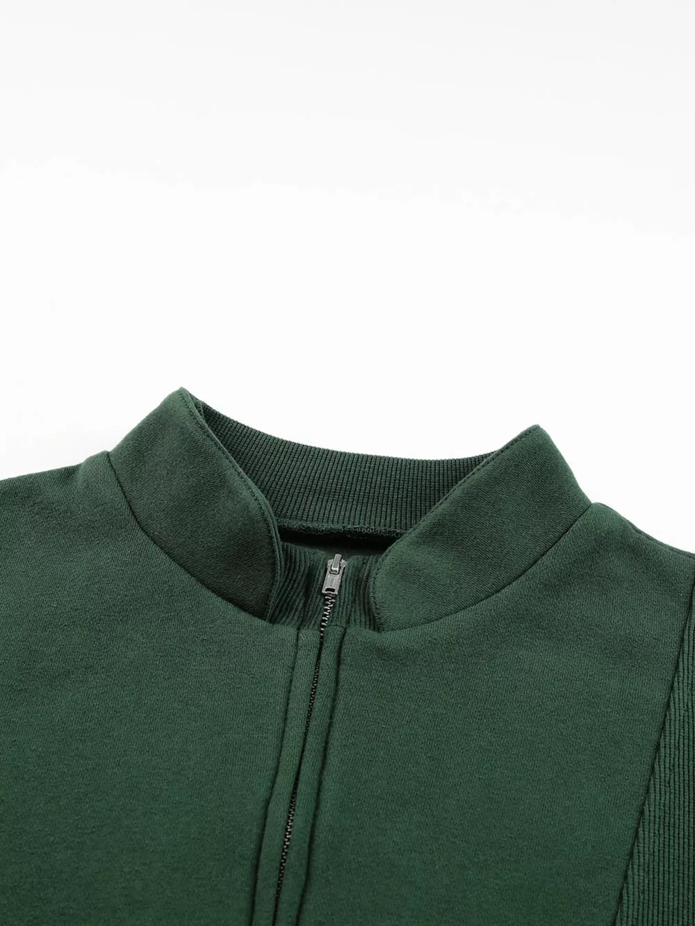 Half Zip Stand Collar Exposed Seam Solid Color Casual Sweatshirt, image 9