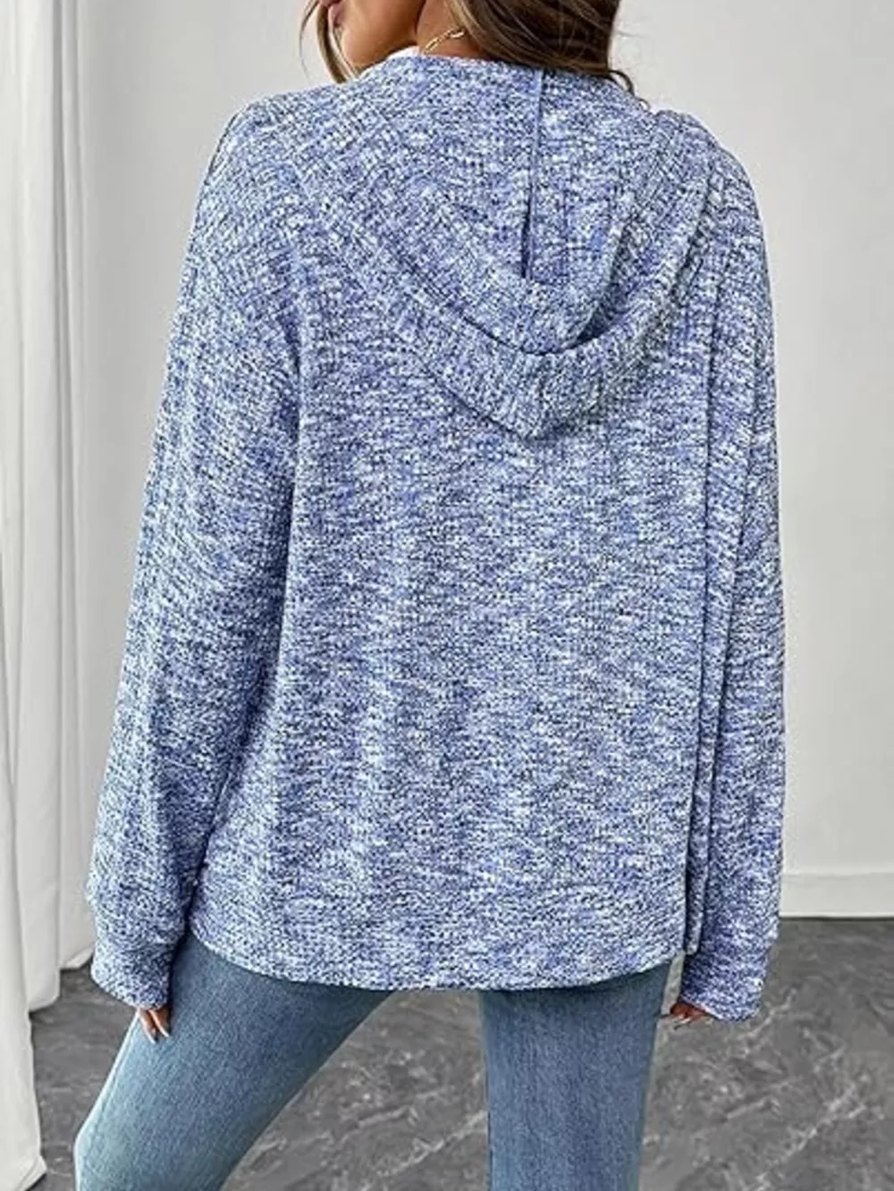 Zip-Up Drawstring Hooded Cardigan, image 4